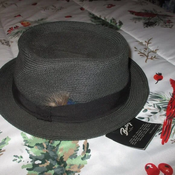 BAILEY OF HOLLYWOOD BREEDWOVEN MENSBLACK & Tan Straw Fedora hats XL NWT